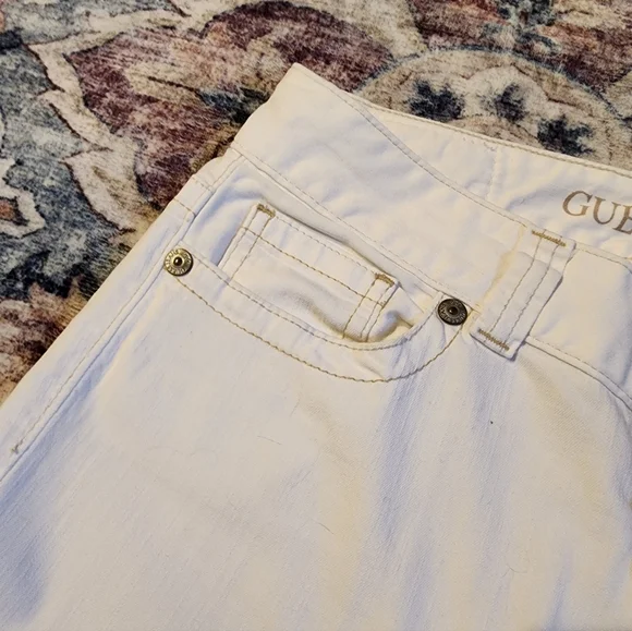 Guess Jeans Daredevil Skinny Leg White Denim With Stretch Size 28 - Picture 6 of 10